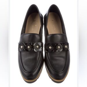 Kate Spade Black Loafers with Floral Embellishment